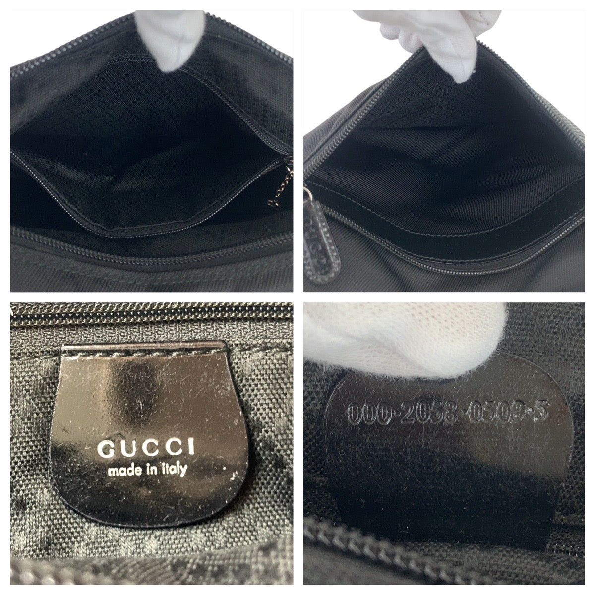 11317
GUCCI グッチ バンブー ブラック シルバー金具 ナイロン / レザー 000.2058.0509.5 斜め掛け ショルダーバッグ ハンドバッグ 2way レディース