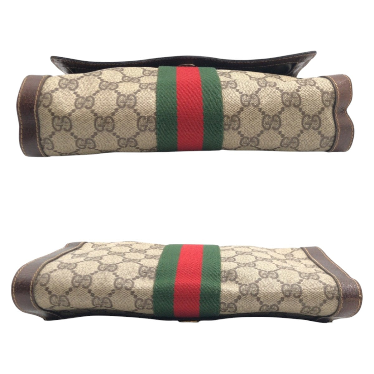 GUCCI グッチ ヴィンテージ シェリーライン ブラウン ゴールド金具 GGスプリームキャンバス クラッチバッグ セカンドバッグ レディース