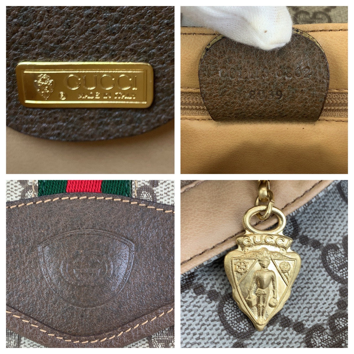 11364
GUCCI グッチ ヴィンテージ シェリーライン オールドグッチ ベージュ ブラウン ゴールド金具 PVC 001.113.6862 斜め掛け ショルダーバッグ レディース
