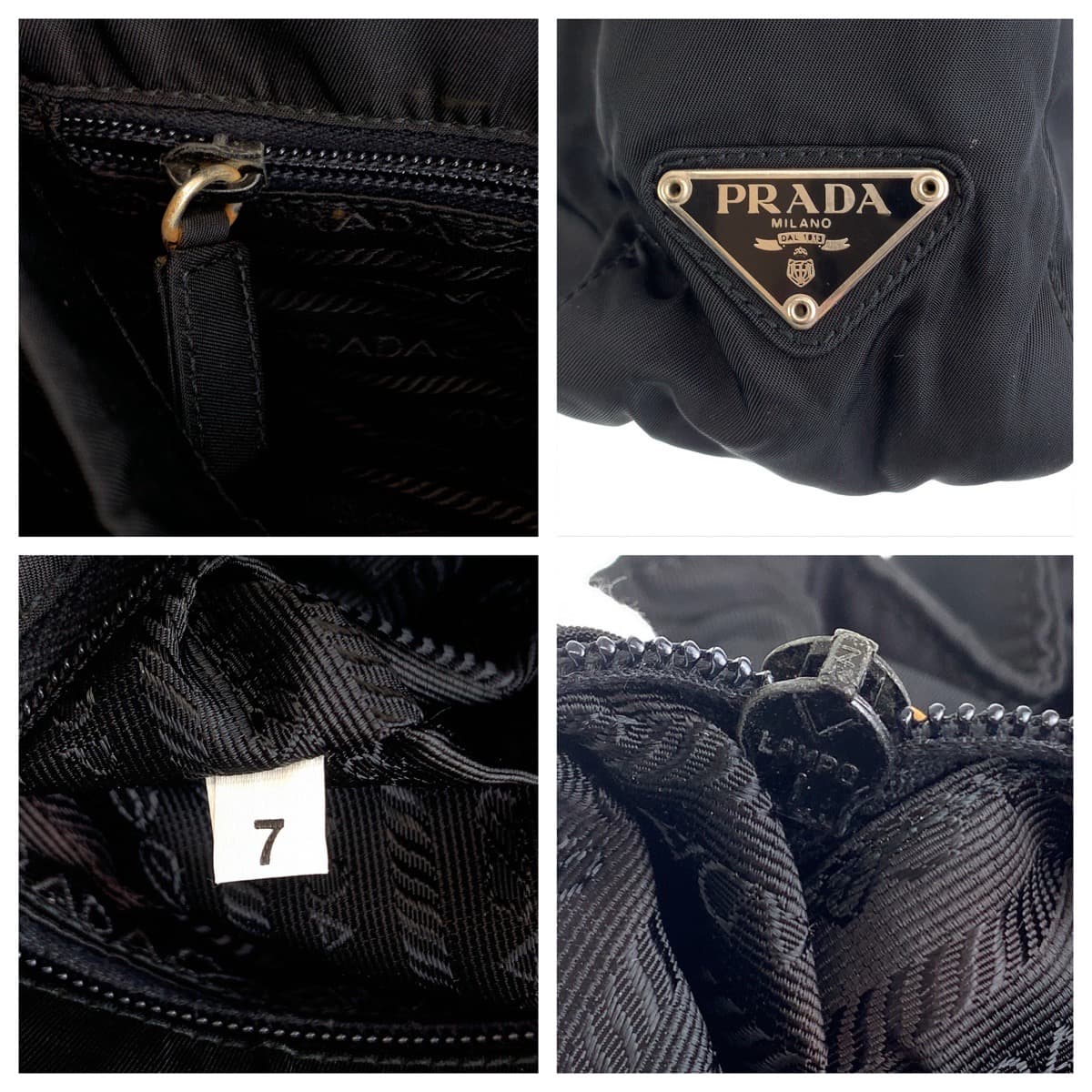 11380
PRADA プラダ テスート 三角ロゴプレート ブラック ナイロン トートバッグ ショルダーバッグ レディース