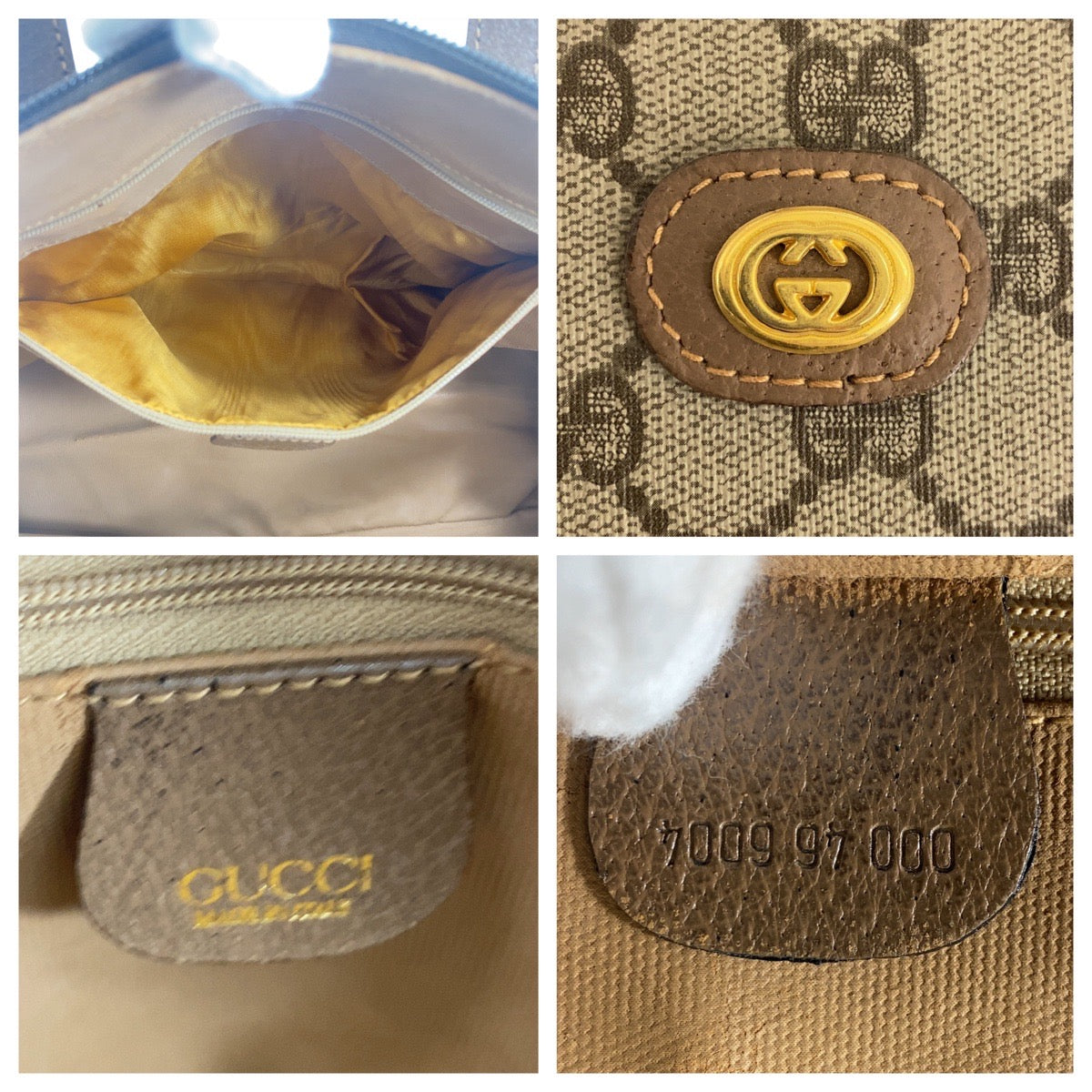 GUCCI グッチ ヴィンテージ インターロッキング ブラウン ゴールド金具 GGスプリームキャンバス / レザー 7009 97 000 ハンドバッグ レディース