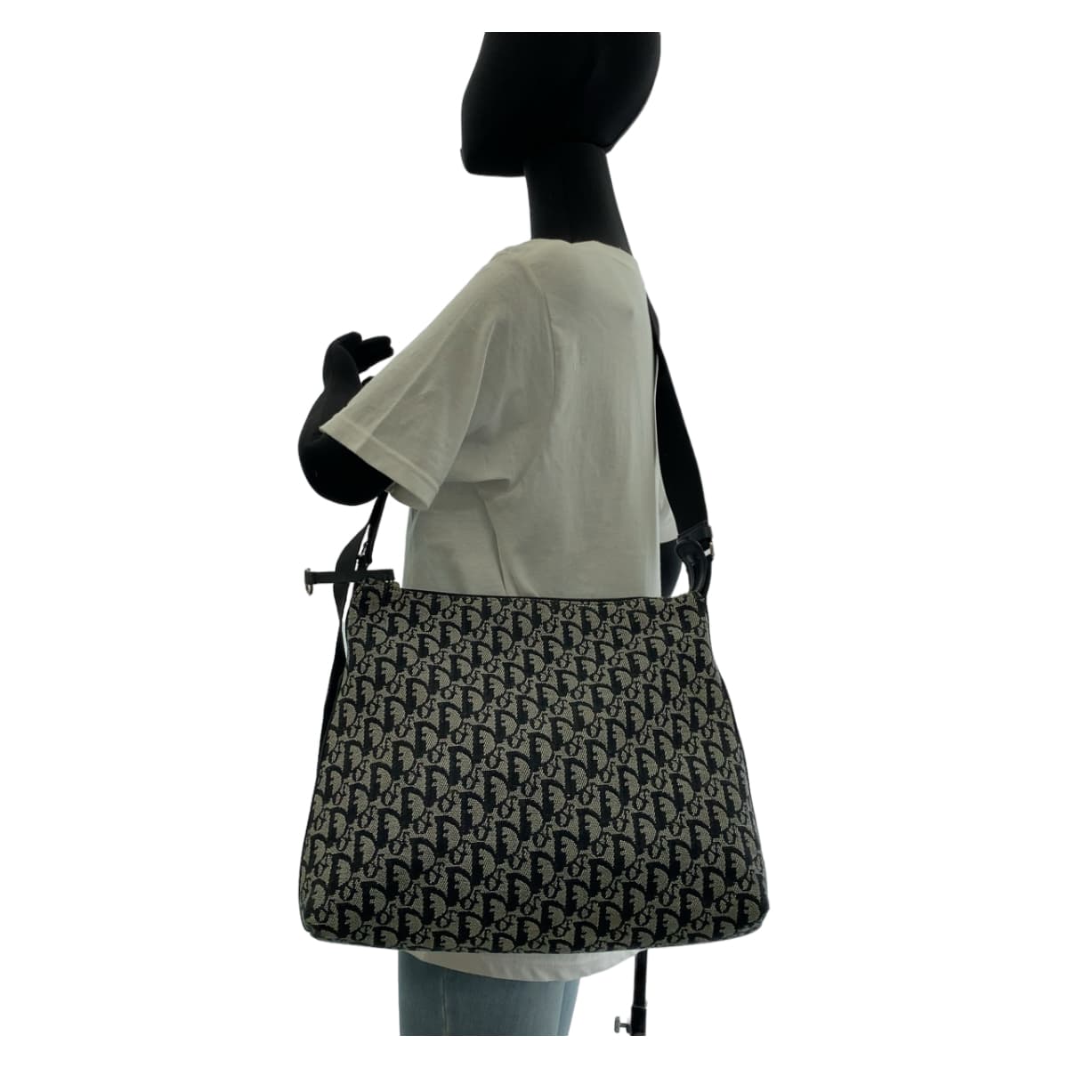 11388
Dior ディオール トロッター ネイビー グレー シルバー金具 キャンバス ショルダーバッグ メッセンジャーバッグ レディース