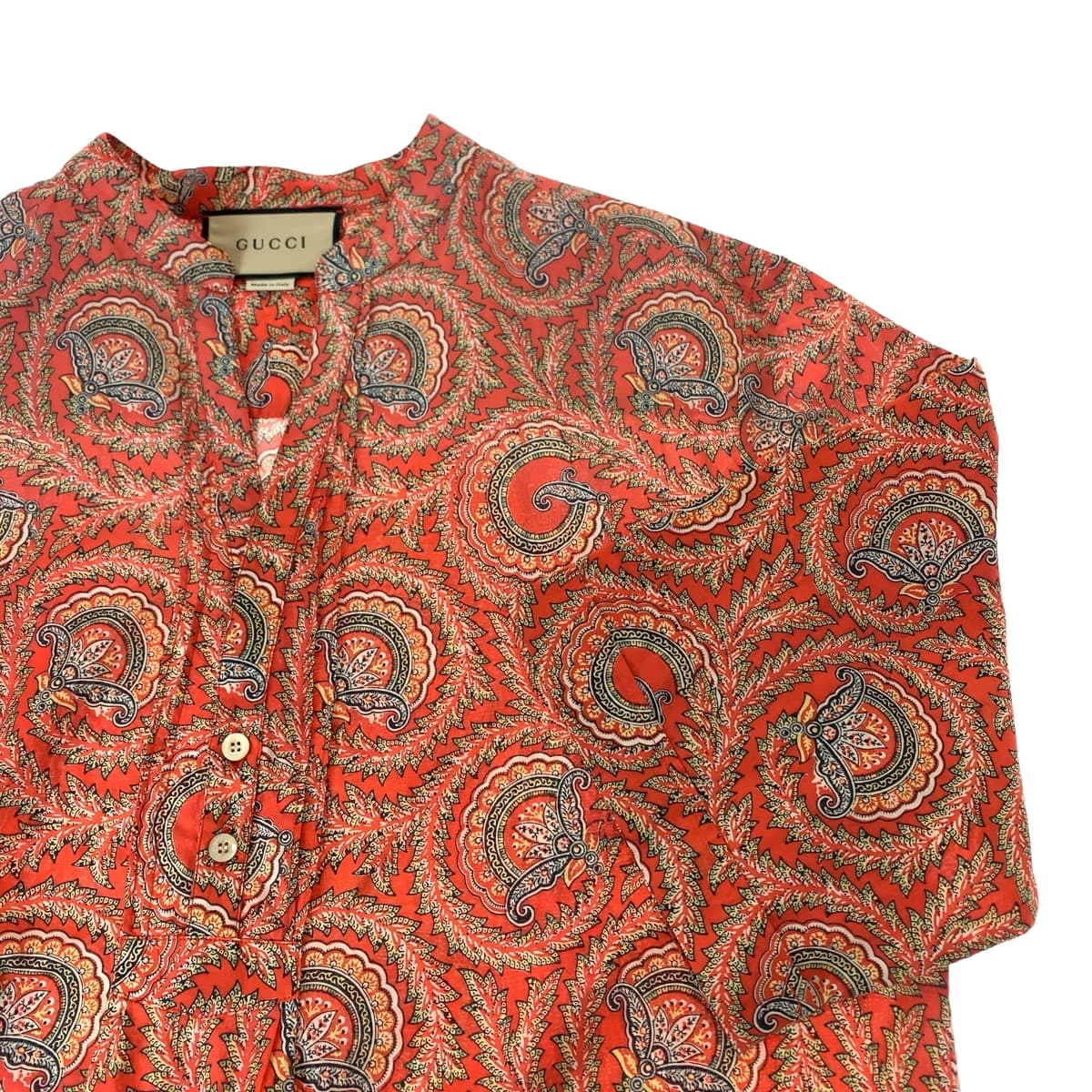 11411
GUCCI グッチ 21SS ペイズリー総柄 サイズ44 レッド マルチカラー コットン 654888 ZAGXJ 半袖シャツ カットソー メンズ