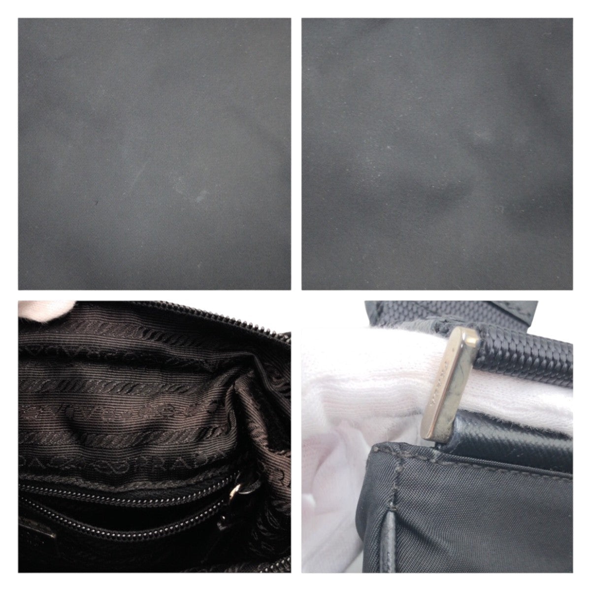 PRADA Prada Tessuto Triangle Logo Plate Black Silver Hardware Nylon Shoulder Bag Pochette Men's