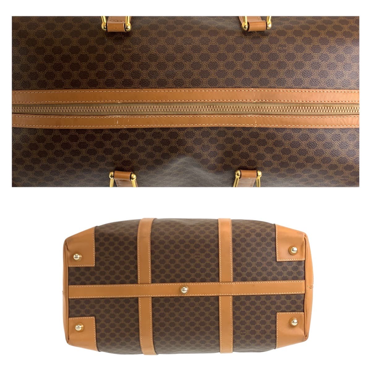 11494
CELINE セリーヌ ヴィンテージ マダカム ブラウン ゴールド金具 PVC ボストンバッグ メンズ