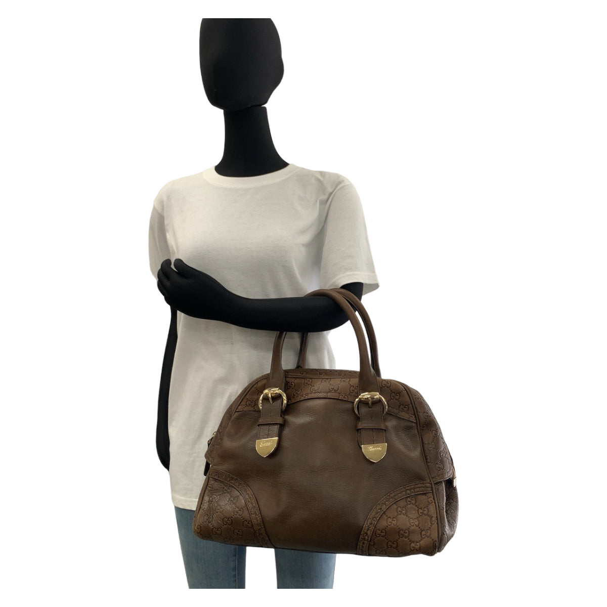 111497
GUCCI グッチ グッチシマ ブラウン ゴールド金具 レザー 181507 ハンドバッグ ボストンバッグ レディース