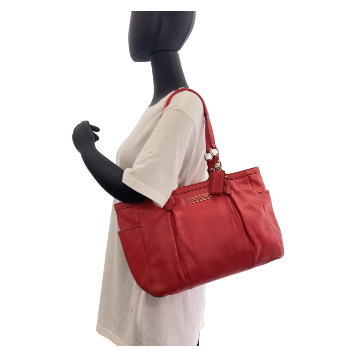 12412
COACH コーチ ピンク シルバー金具 レザー トートバッグ ショルダーバッグ レディース AB5