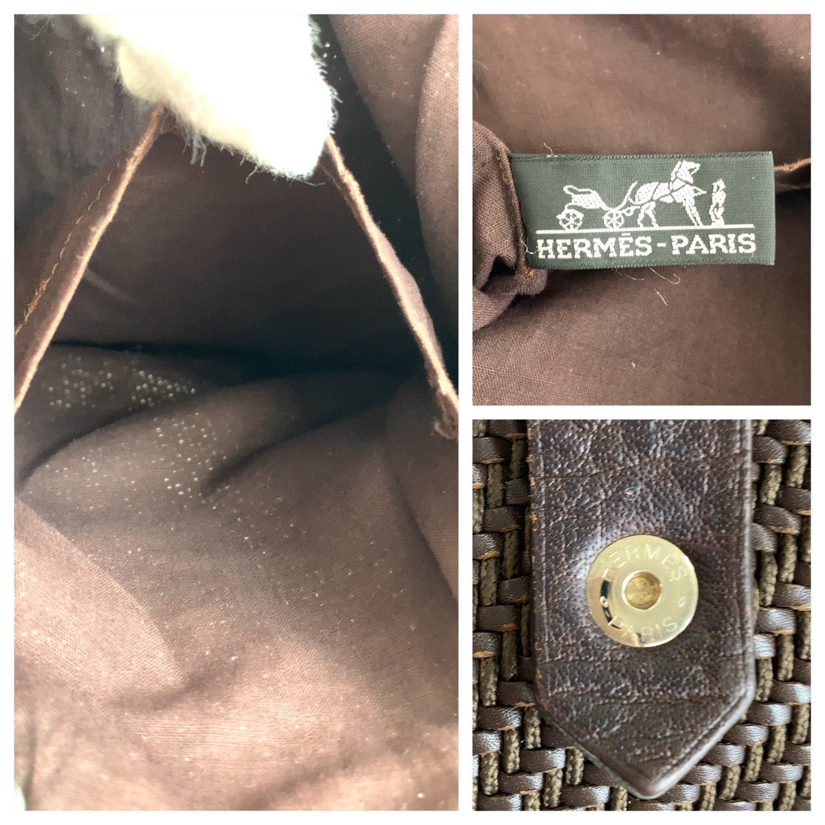 12876
HERMES エルメス アメダバ ディアゴGM ブラウン シルバー金具 ポリエステル / レザー トートバッグ ハンドバッグ レディース