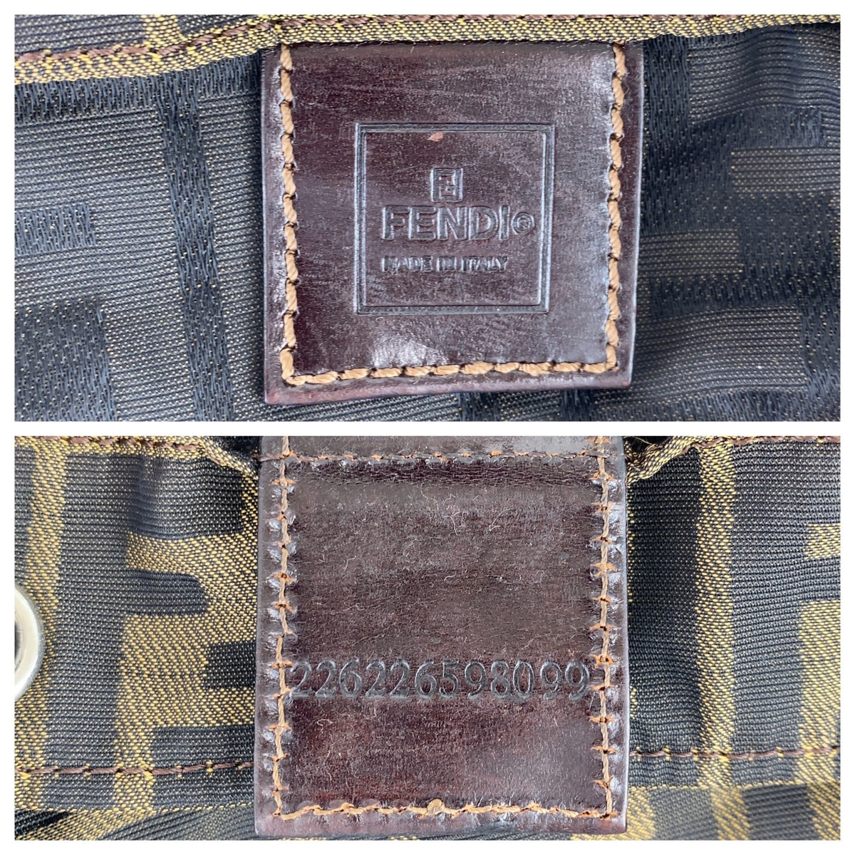 112325
FENDI フェンディ ヴィンテージ ズッカ柄 ブラウン シルバー金具 キャンバス / レザー トートバッグ ハンドバッグ レディース