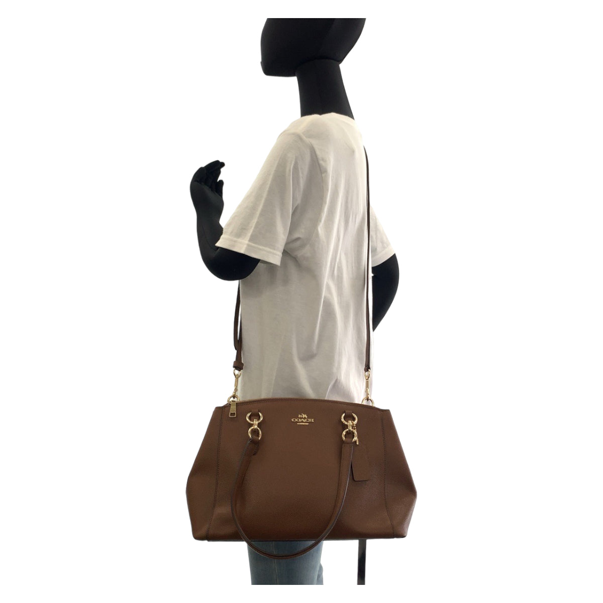 11757
COACH コーチ ミニクリスティ キャリーオール ブラウン ゴールド金具 レザー トートバッグ ショルダーバッグ レディース