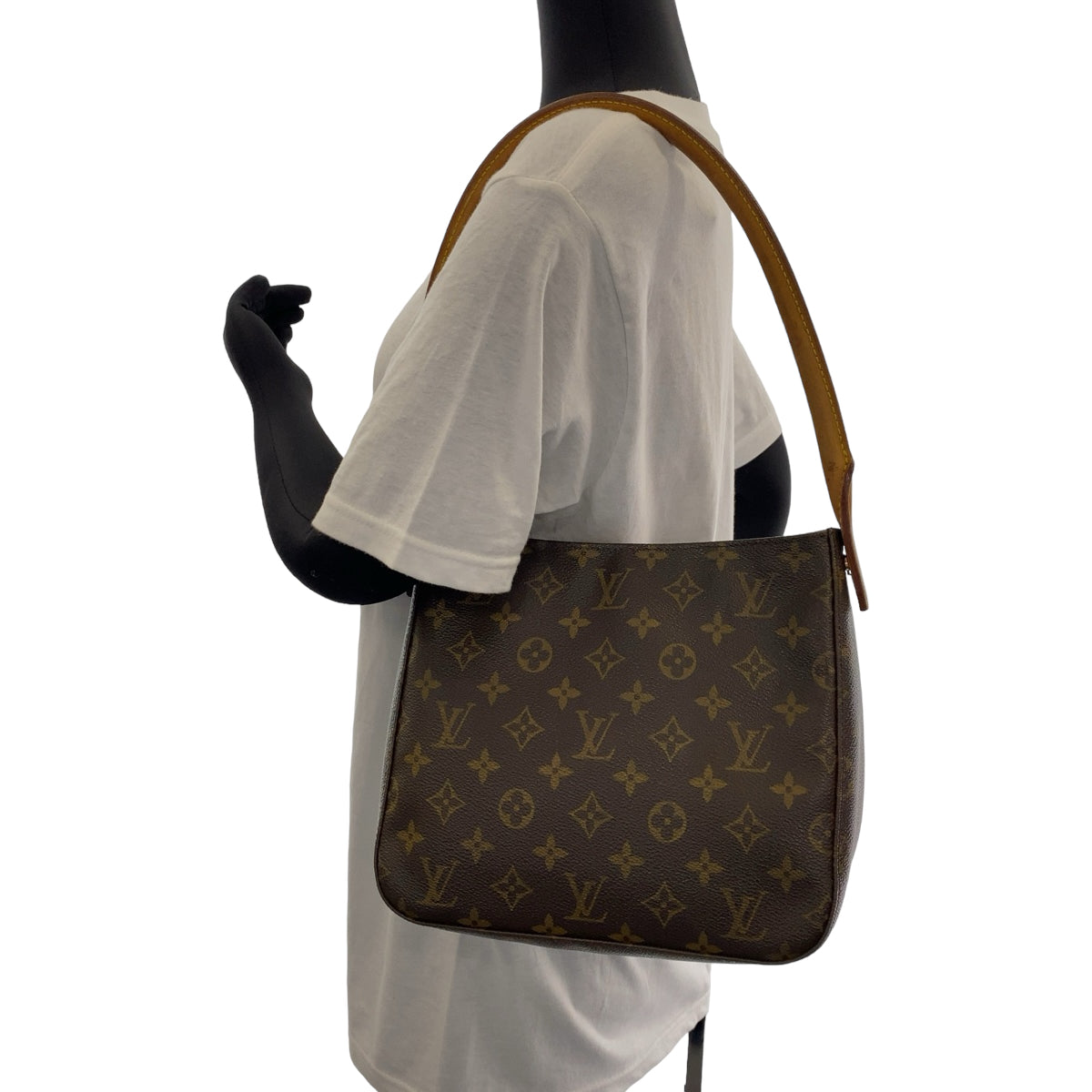 12305
LOUIS VUITTON ルイヴィトン モノグラム ルーピングMM ブラウン ゴールド金具 PVC M51146 ショルダーバッグ レディース AB50