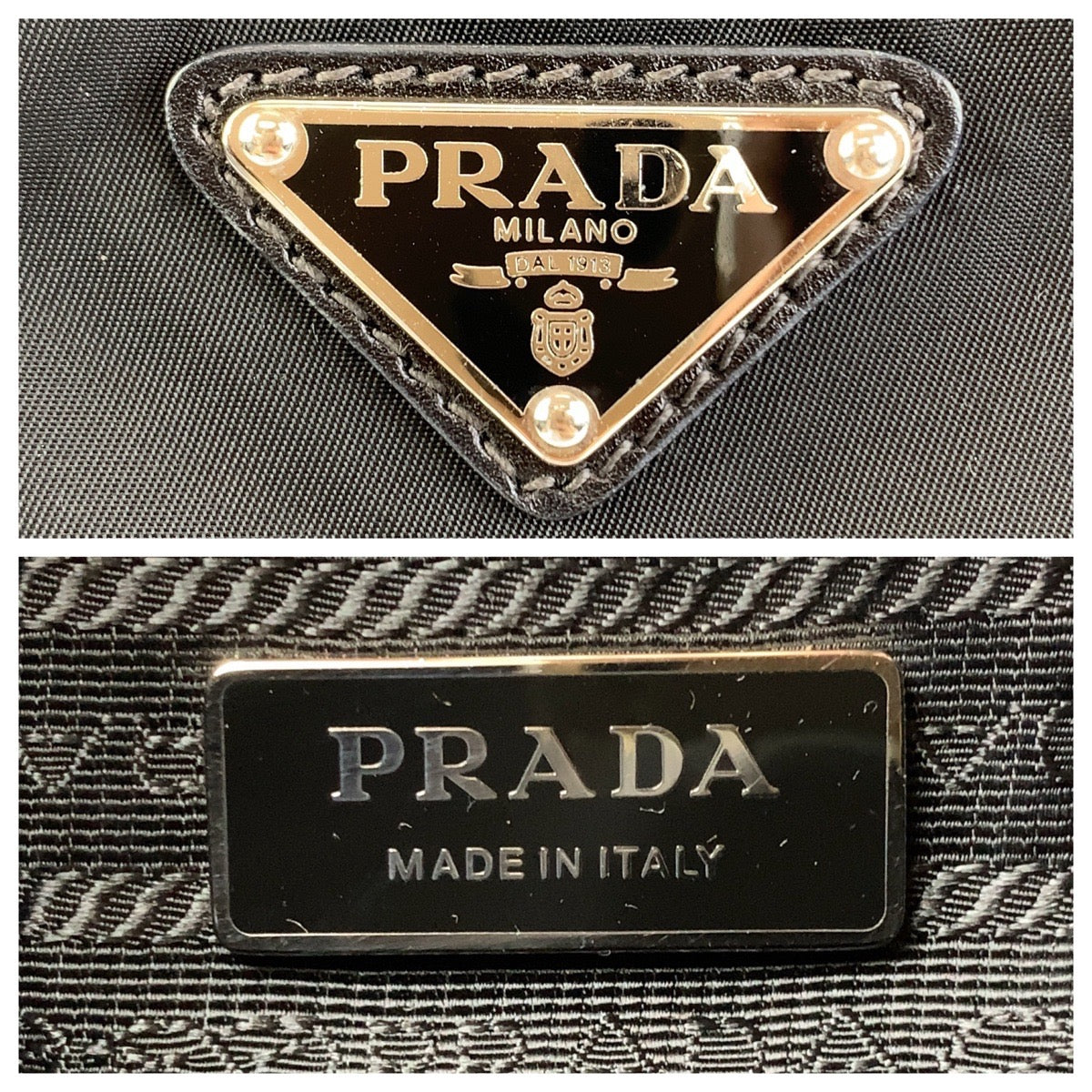 112296
PRADA プラダ テスート 三角ロゴプレート ブラック 黒 シルバー金具 ナイロン / レザー トートバッグ 斜め掛けショルダーバッグ 2way レディース