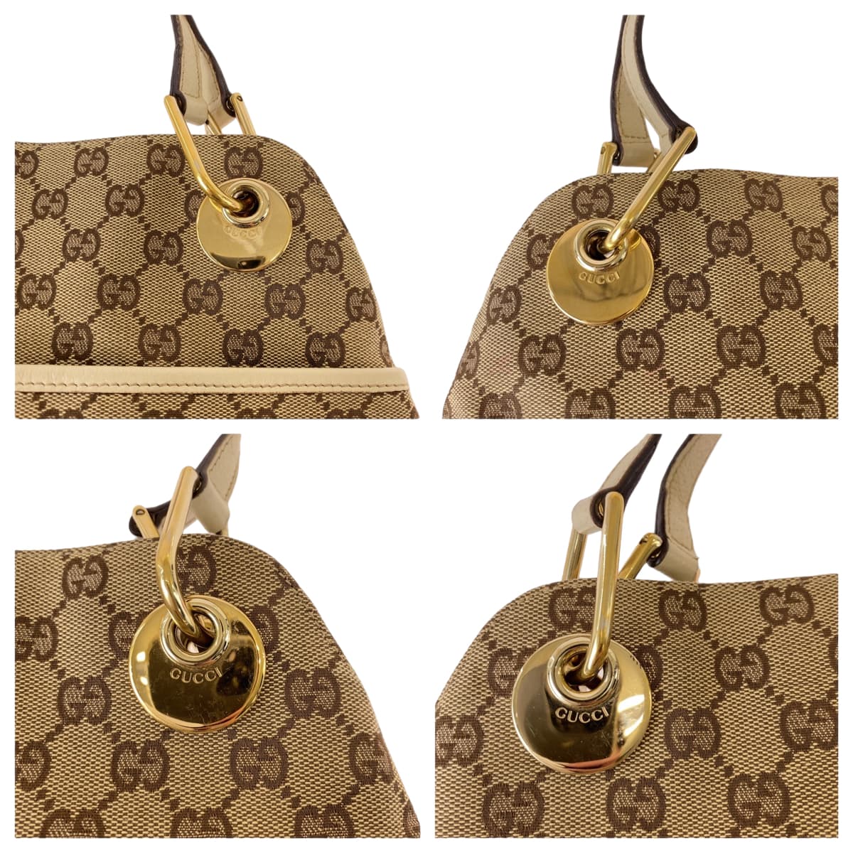 12293
GUCCI グッチ ベージュ ブラウン アイボリー ゴールド金具 GGキャンバス 121023 ショルダーバッグ トートバッグ レディース