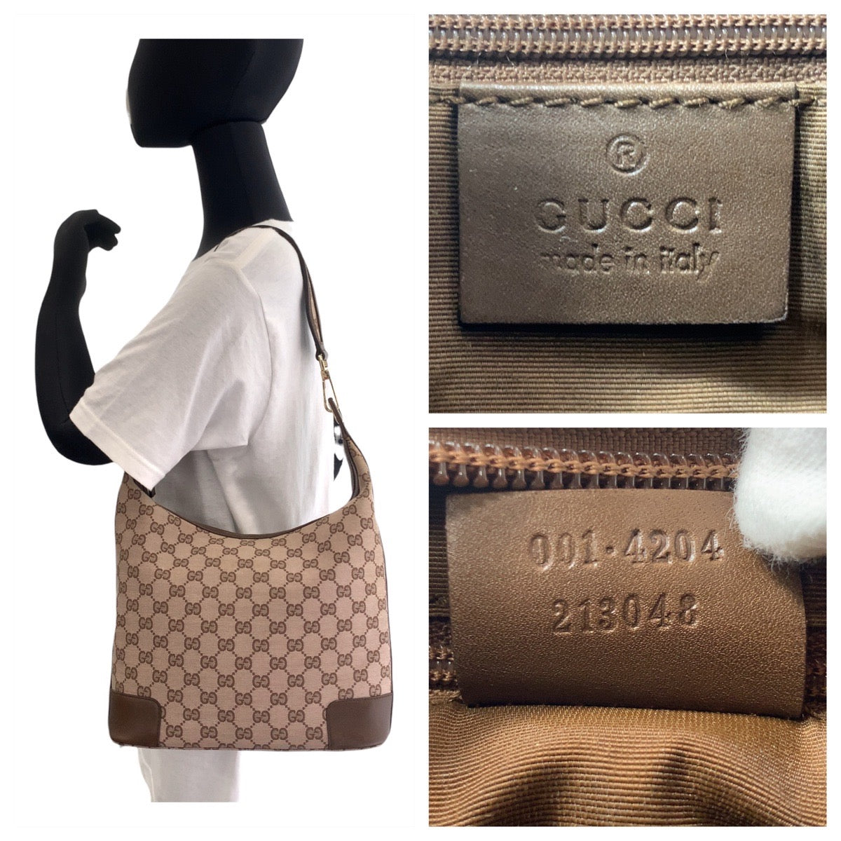 GUCCI グッチ GG柄 ブラウン ゴールド金具 GGキャンバス / レザー 001.4204 ショルダーバッグ レディース