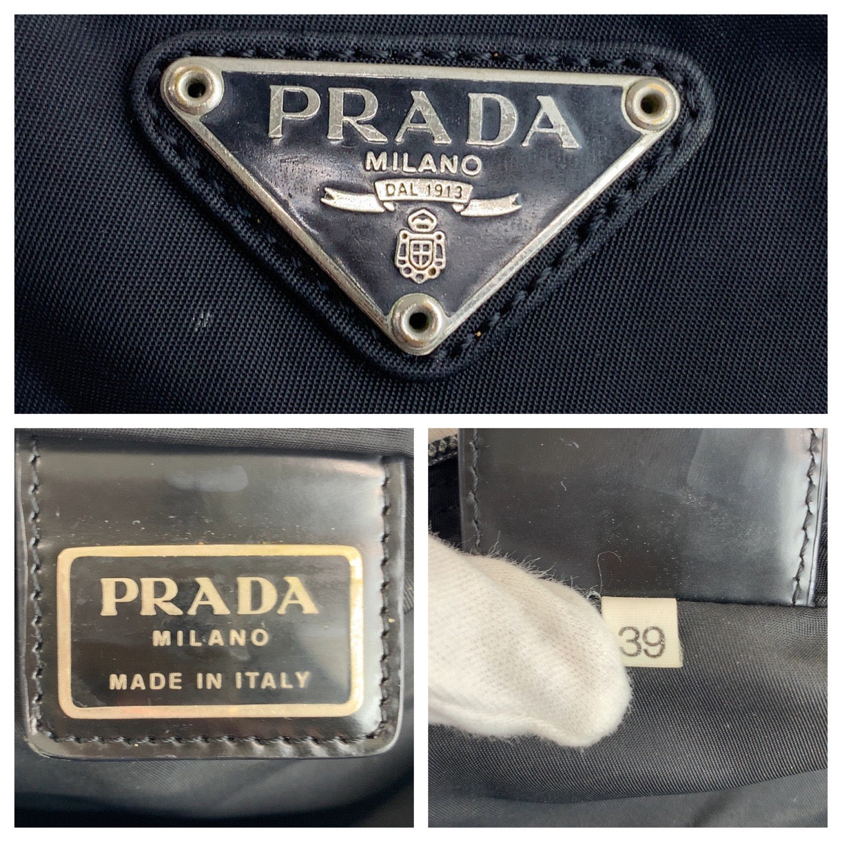 11831
PRADA プラダ テスート 三角ロゴプレート ブラック シルバー金具 ナイロン 斜め掛け ショルダーバッグ メッセンジャーバッグ メンズ ABP26