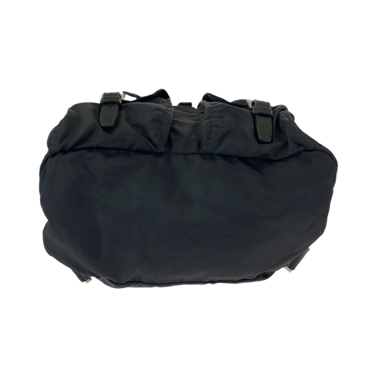 PRADA Tessuto Triangle Logo Plate Black Silver Hardware Nylon Backpack Women's