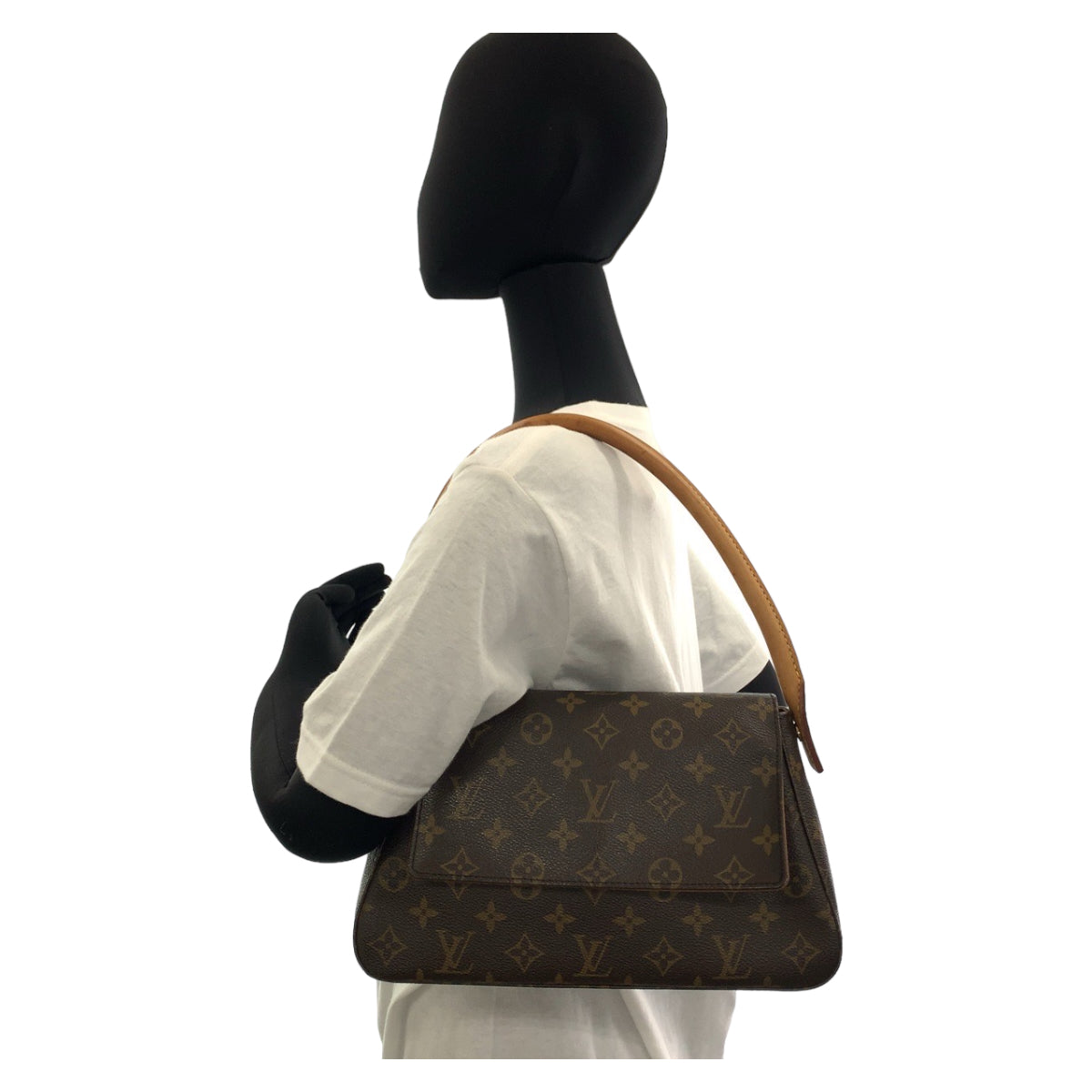 LOUIS VUITTON Louis Vuitton Monogram Mini Looping Brown Beige Gold Hardware PVC/Leather M51147 Shoulder Bag for Women