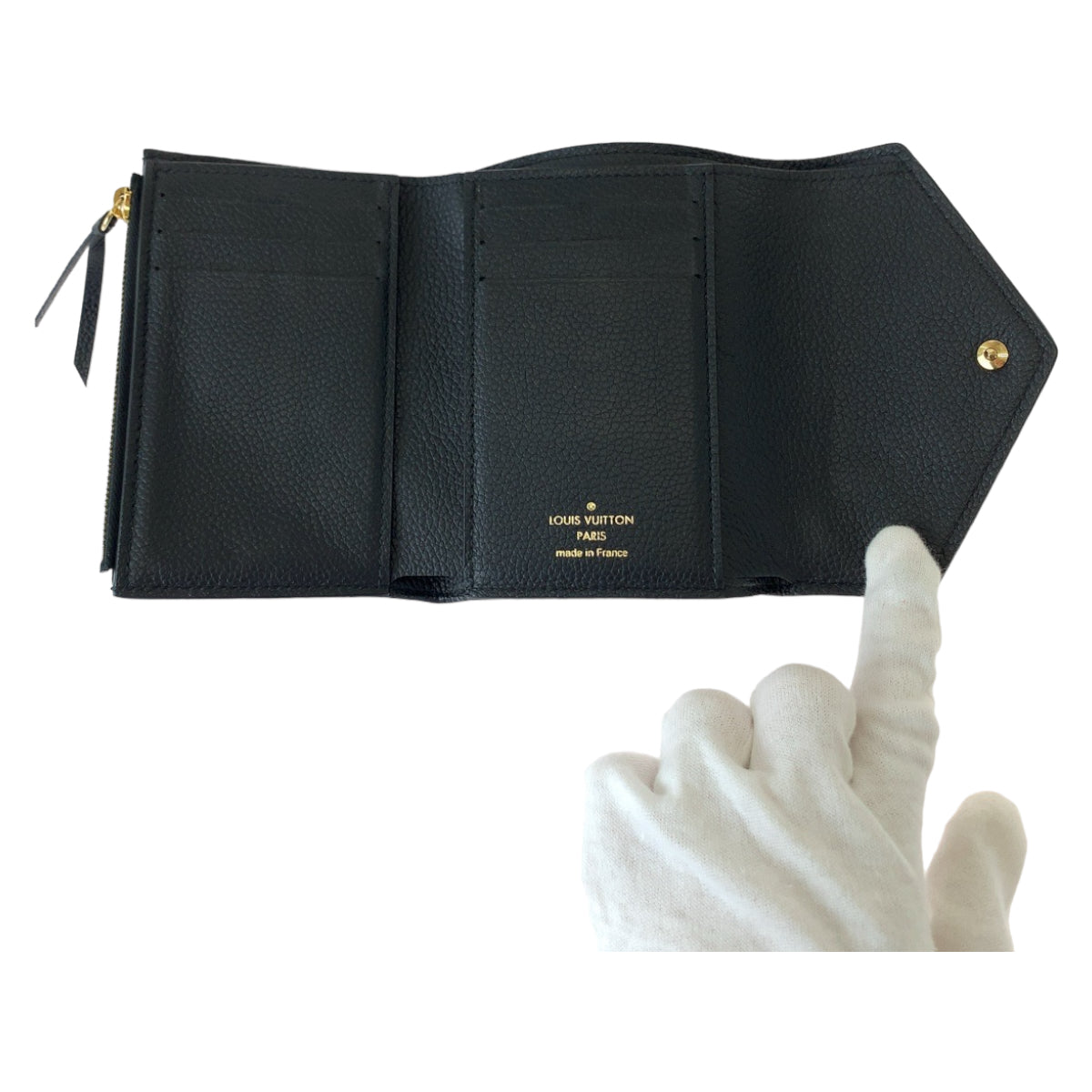 LOUIS VUITTON ルイヴィトン モノグラム アンプラント ポルトフォイユ ヴィクトリーヌ ノワール ブラック 黒 ゴールド金具 カーフ M64060 折財布 コンパクトウォレット レディース
