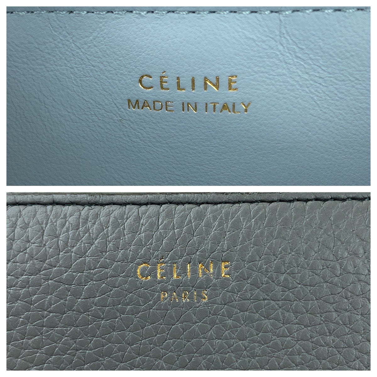 112219
CELINE セリーヌ エッセンシャルズ グレー ブルーグレー ゴールド金具 レザー 長財布 ロングウォレット レディース