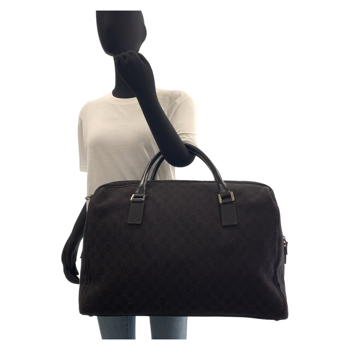 12209
GUCCI グッチ ダークブラウン シルバー金具 GGキャンバス / レザー 196356 ボストンバッグ 男女兼用 レディース ABP37