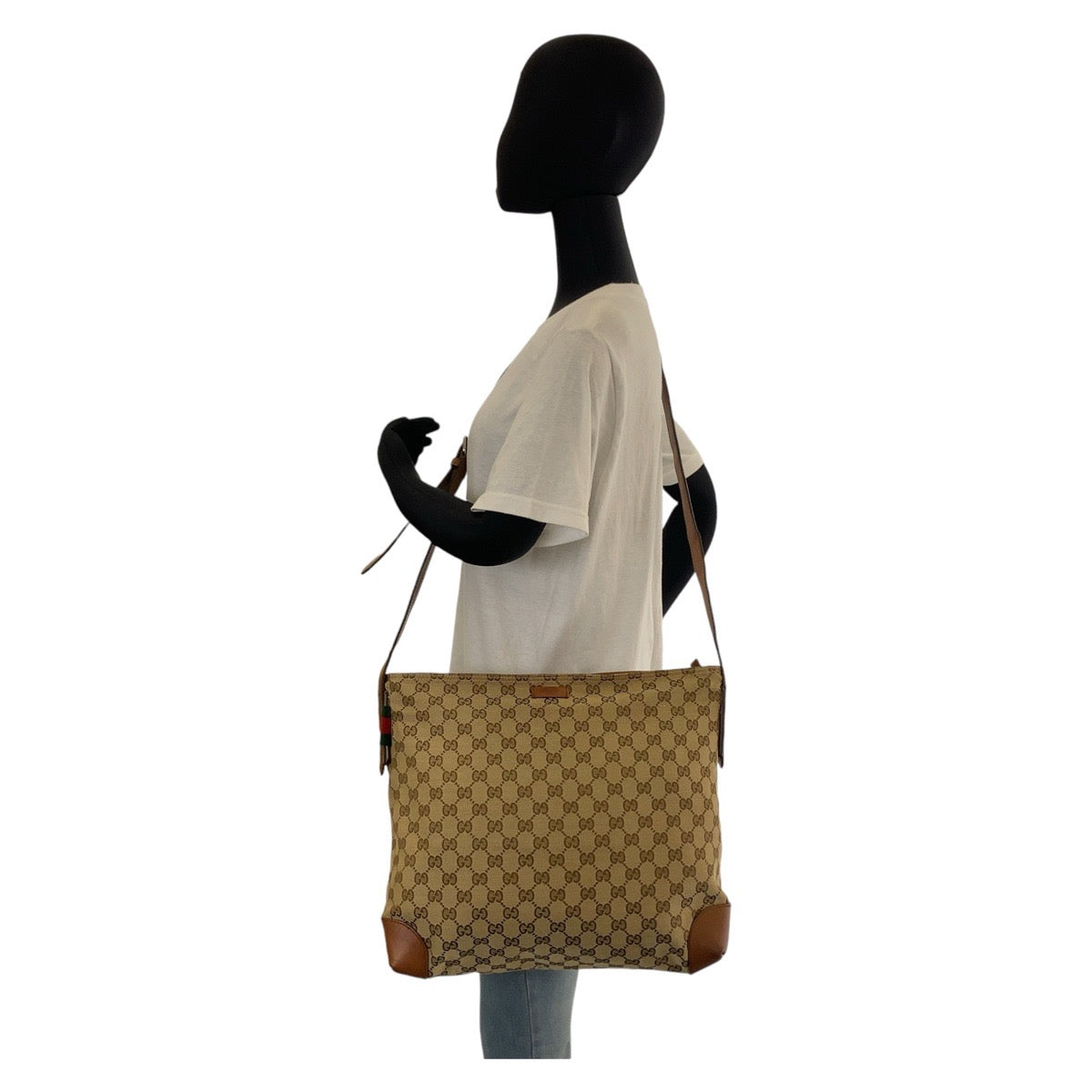 GUCCI グッチ シェリーライン ブラウン ベージュ シルバー金具 GGキャンバス / レザー 308930 斜めがけ ショルダーバッグ メッセンジャーバッグ レディース