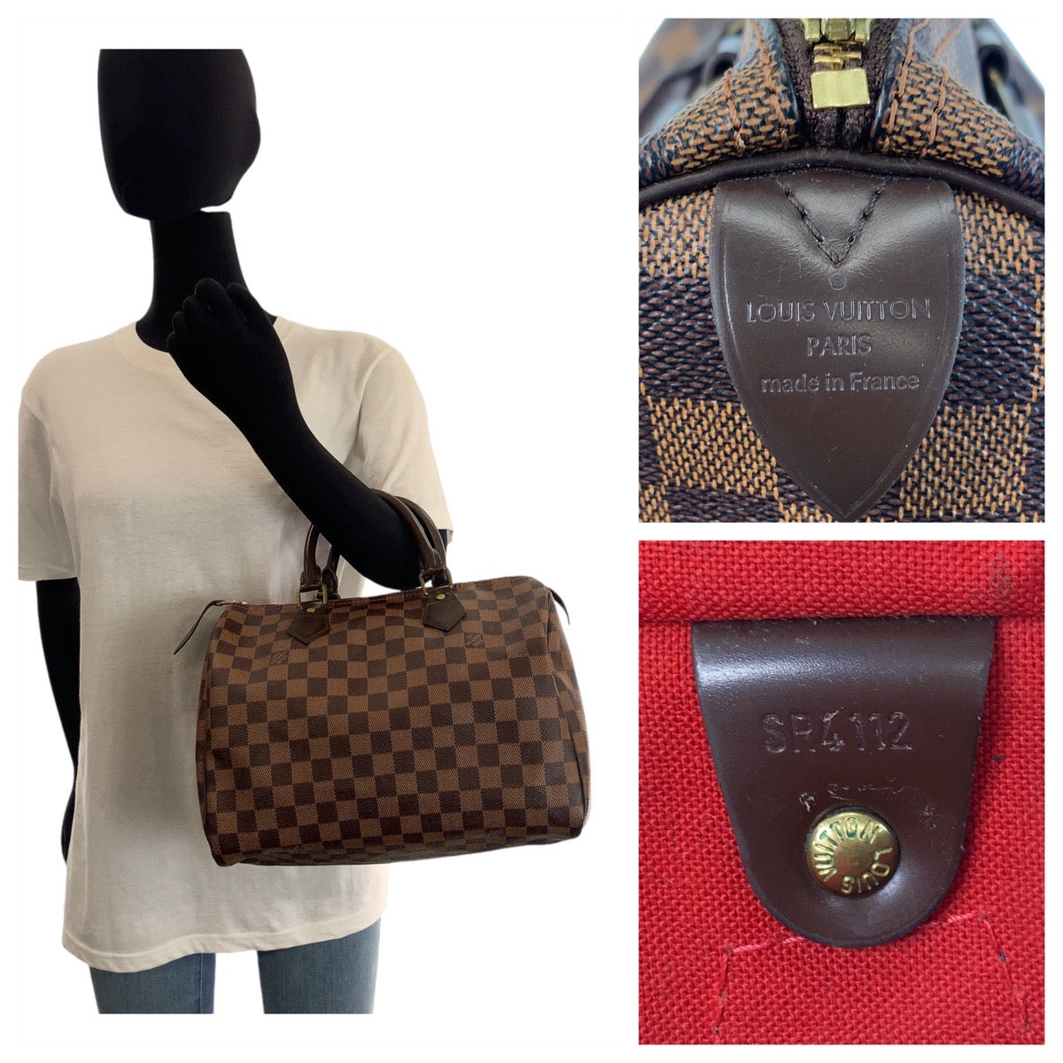 12914
LOUIS VUITTON ルイヴィトン ダミエ スピーディ30 ブラウン PVC N41531 ハンドバッグ ボストンバッグ レディース