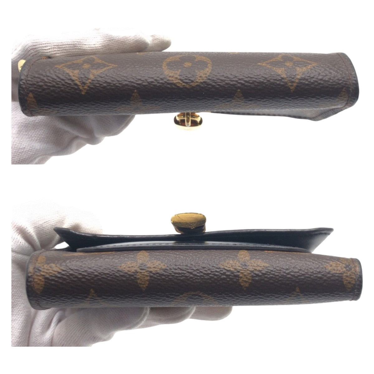 LOUIS VUITTON Louis Vuitton Monogram Portefeuille Flower Brown Black Gold Hardware PVC M62578 Folding Wallet Compact Wallet Women's