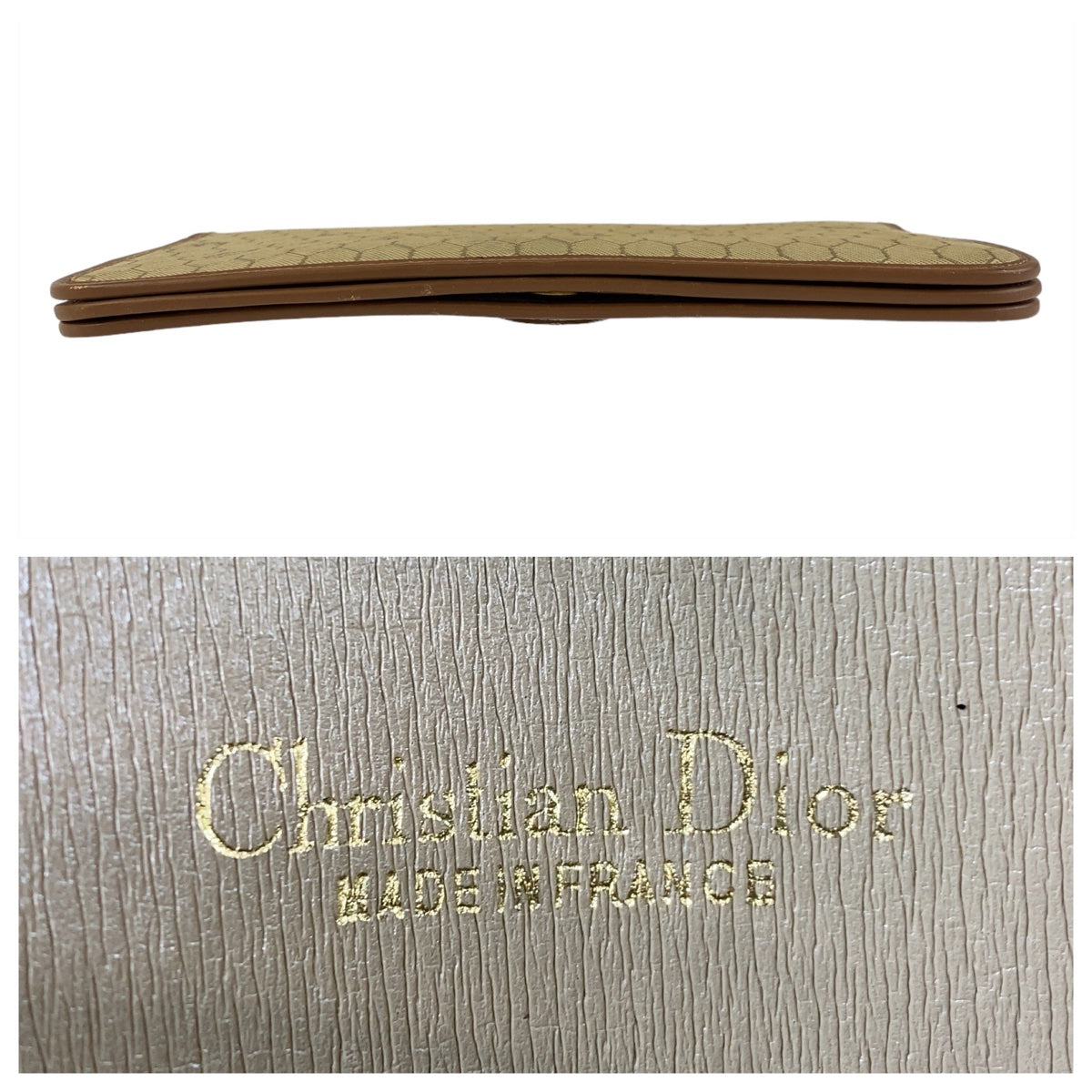 12130
Dior ディオール ヴィンテージ ハニカム柄 ベージュ ブラウン ゴールド金具 キャンバス ショルダーバッグ チェーンショルダーバッグ レディース