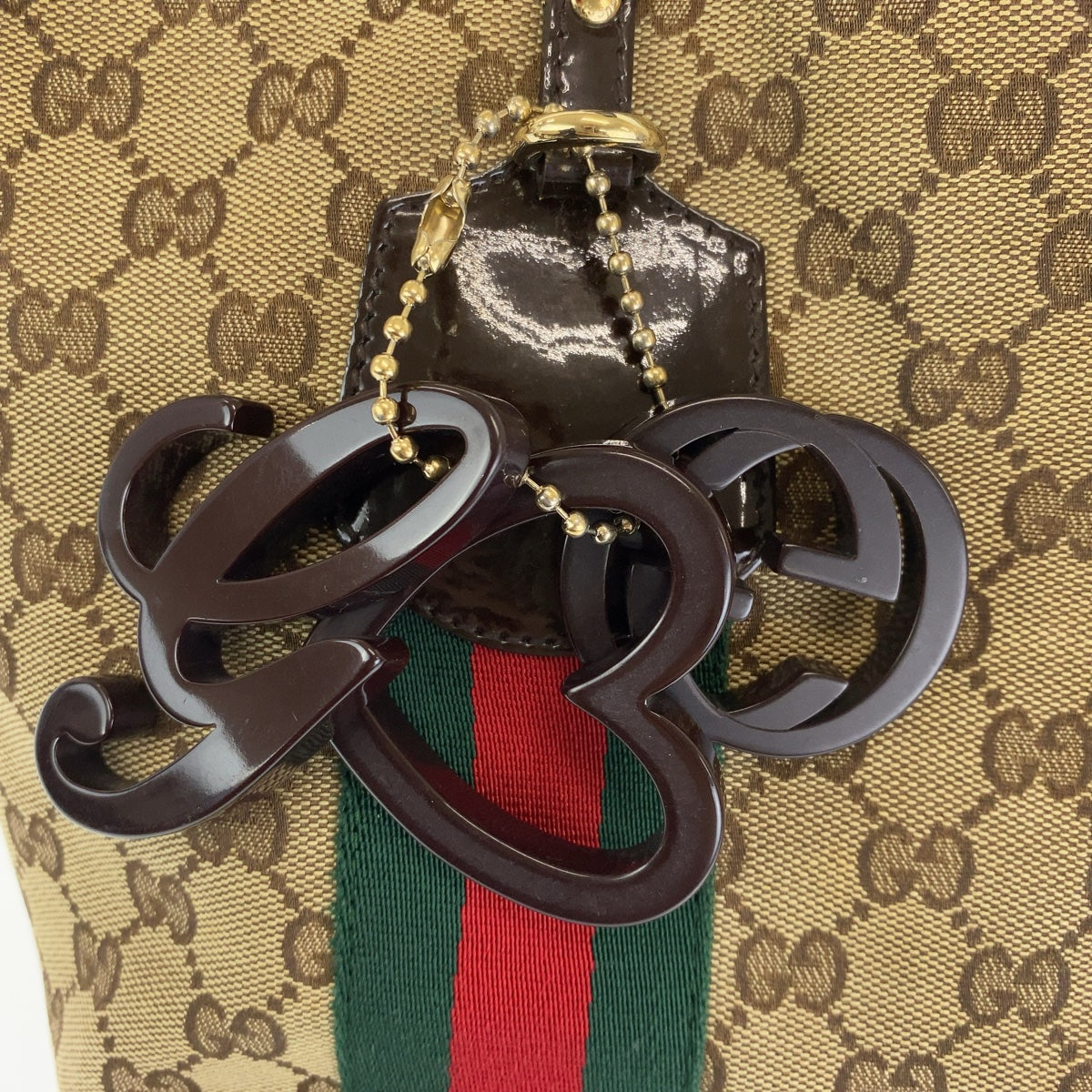 2113
GUCCI グッチ シェリーライン ベージュ ブラウン ゴールド金具 GGキャンバス / エナメル 211971 トートバッグ ショルダーバッグ レディース