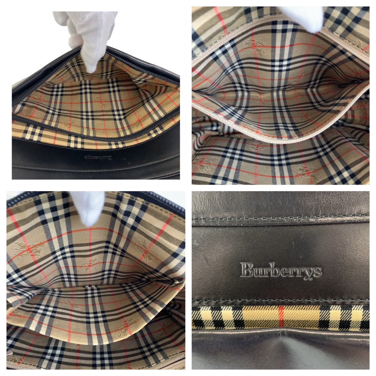 BURBERRY バーバリー 中チェック ブラック 黒 シルバー金具 レザー ショルダーバッグ レディース