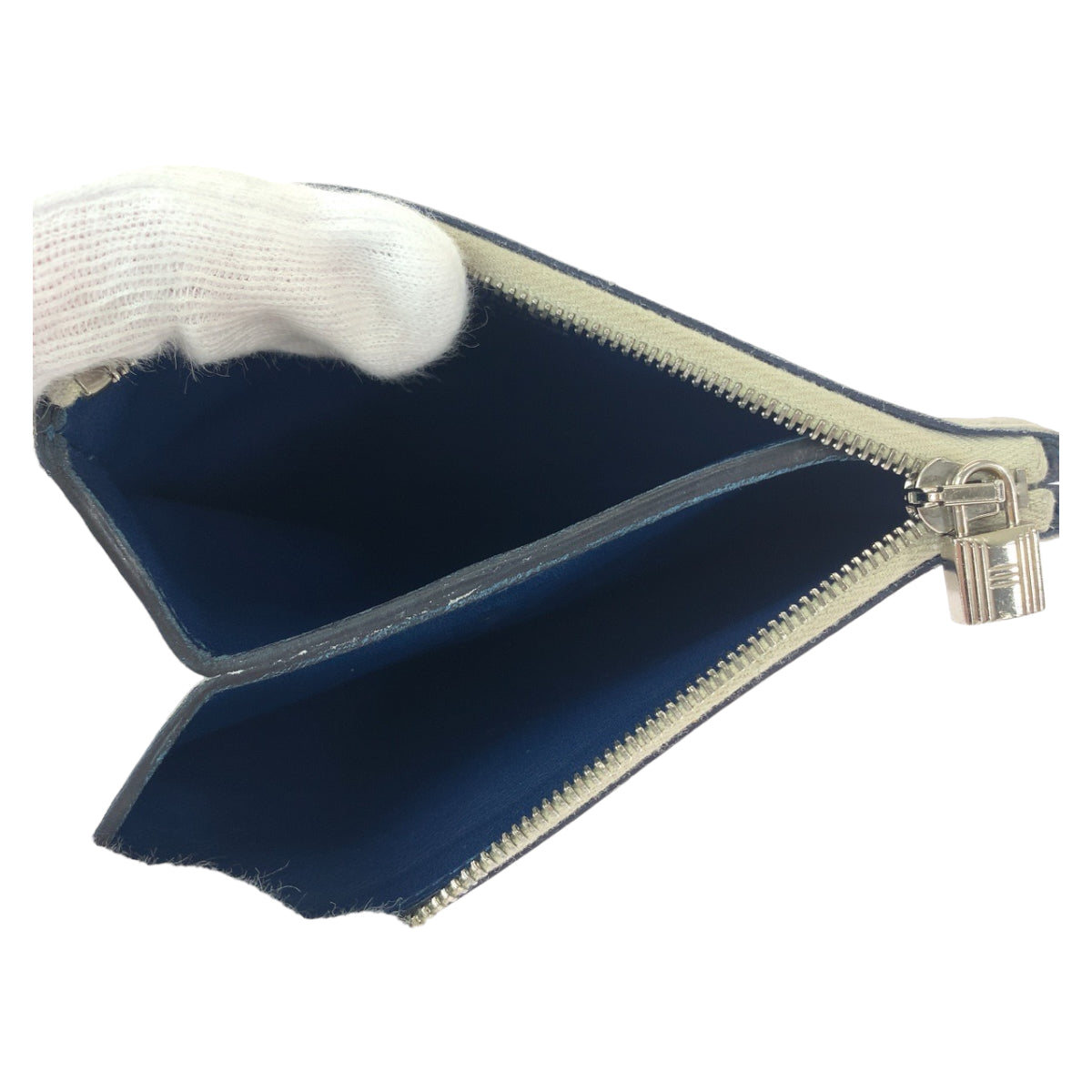12227
HERMES エルメス アトゥーPM ライトグレー シルバー金具 レザー コインケース コンパクトウォレット D刻印 レディース