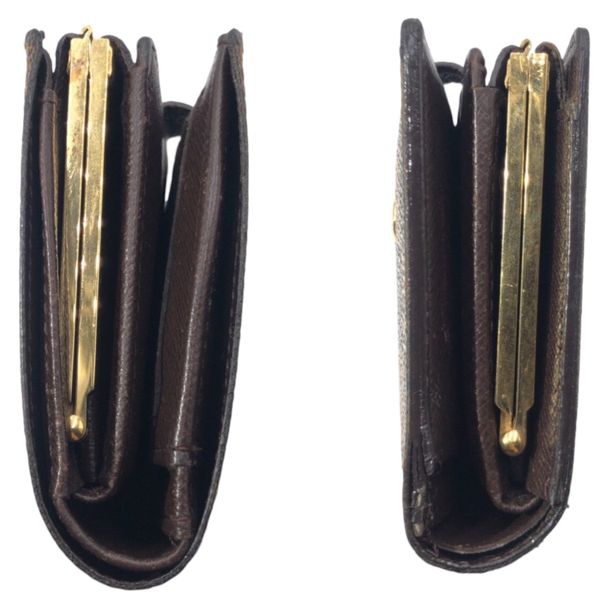 12812
LOUIS VUITTON ルイヴィトン ポルトフォイユ ヴィエノワ ダミエ エベヌ ブラウン ゴールド金具 PVC N61674 折財布 コンパクトウォレット がま口 レディース