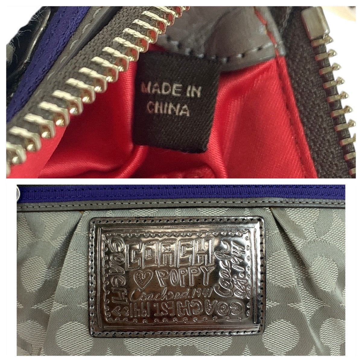 11997
COACH コーチ シグネチャー ポピー グレー ブルー シルバー金具 キャンバス / レザー ショルダーバッグ ポシェット 斜め掛け可能 レディース