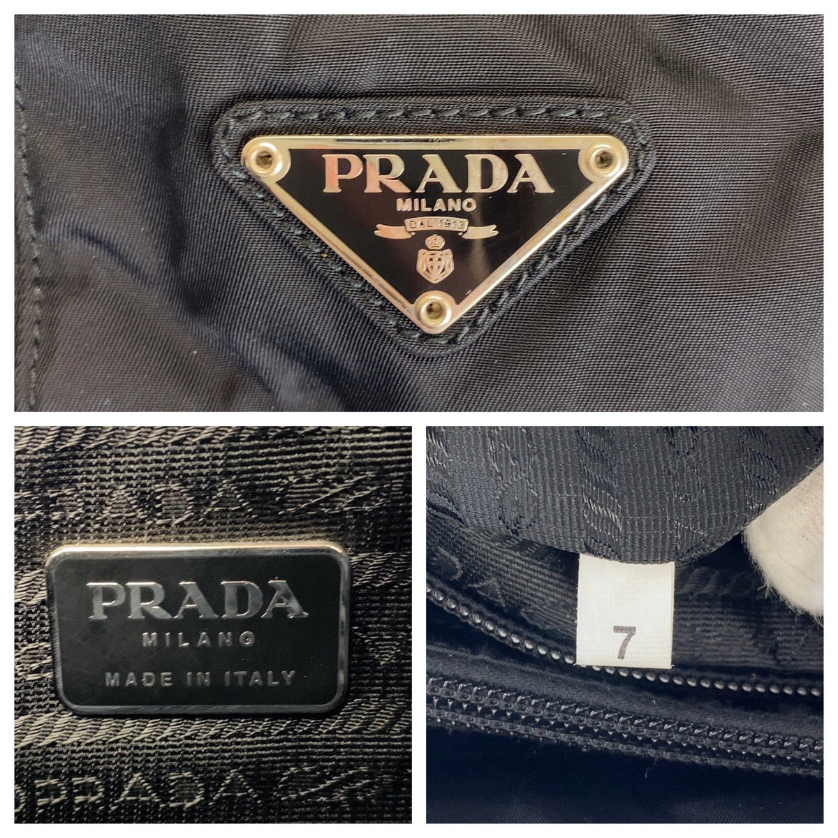 12942
PRADA プラダ テスート 三角ロゴプレート ブラック 黒 シルバー金具 ナイロン / プラスチック / レザー プラチェーン ショルダーバッグ レディース