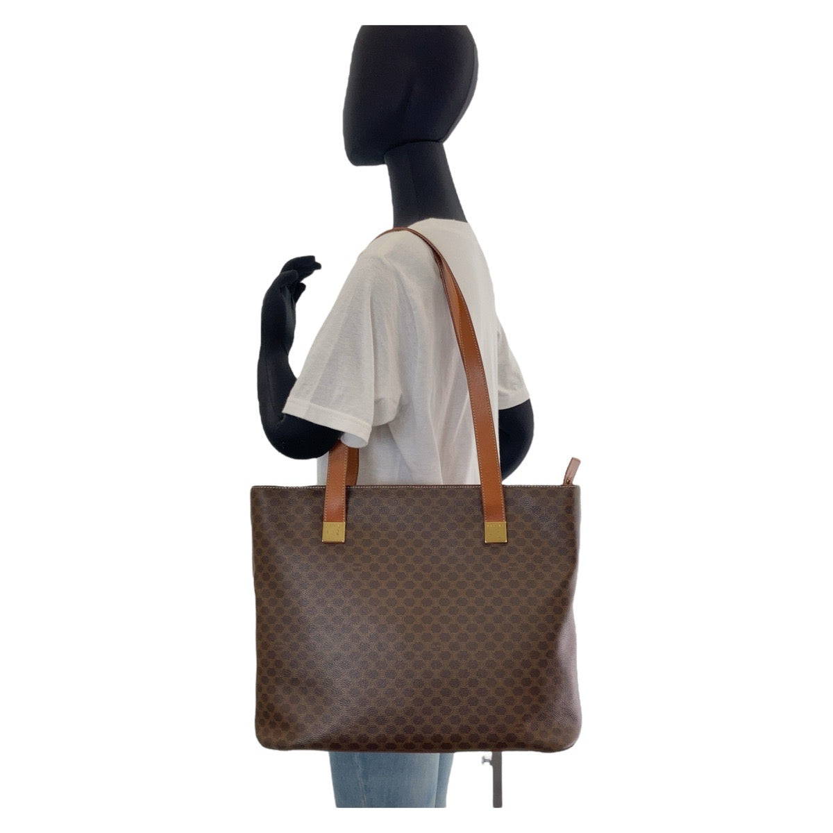 11937
CELINE セリーヌ ヴィンテージ マカダム ブラウン ゴールド金具 PVC / レザー トートバッグ ハンドバッグ ショルダーバッグ レディース