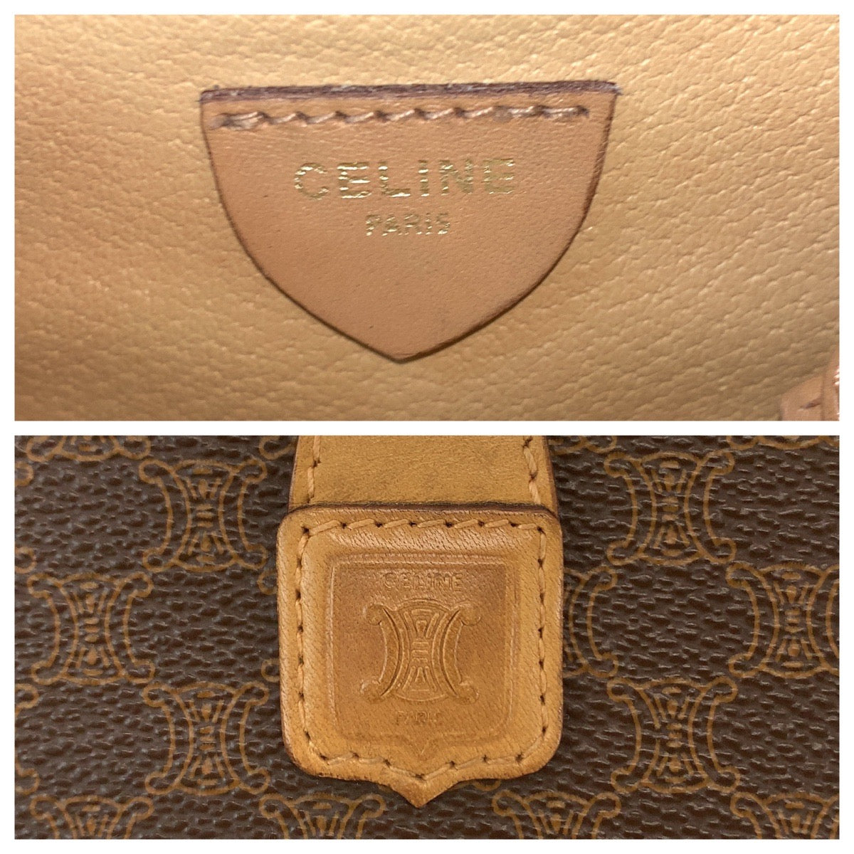 12957
CELINE セリーヌ マカダム ブラウン PVC / レザー 斜め掛け ミニ ショルダーバッグ ポシェット レディース