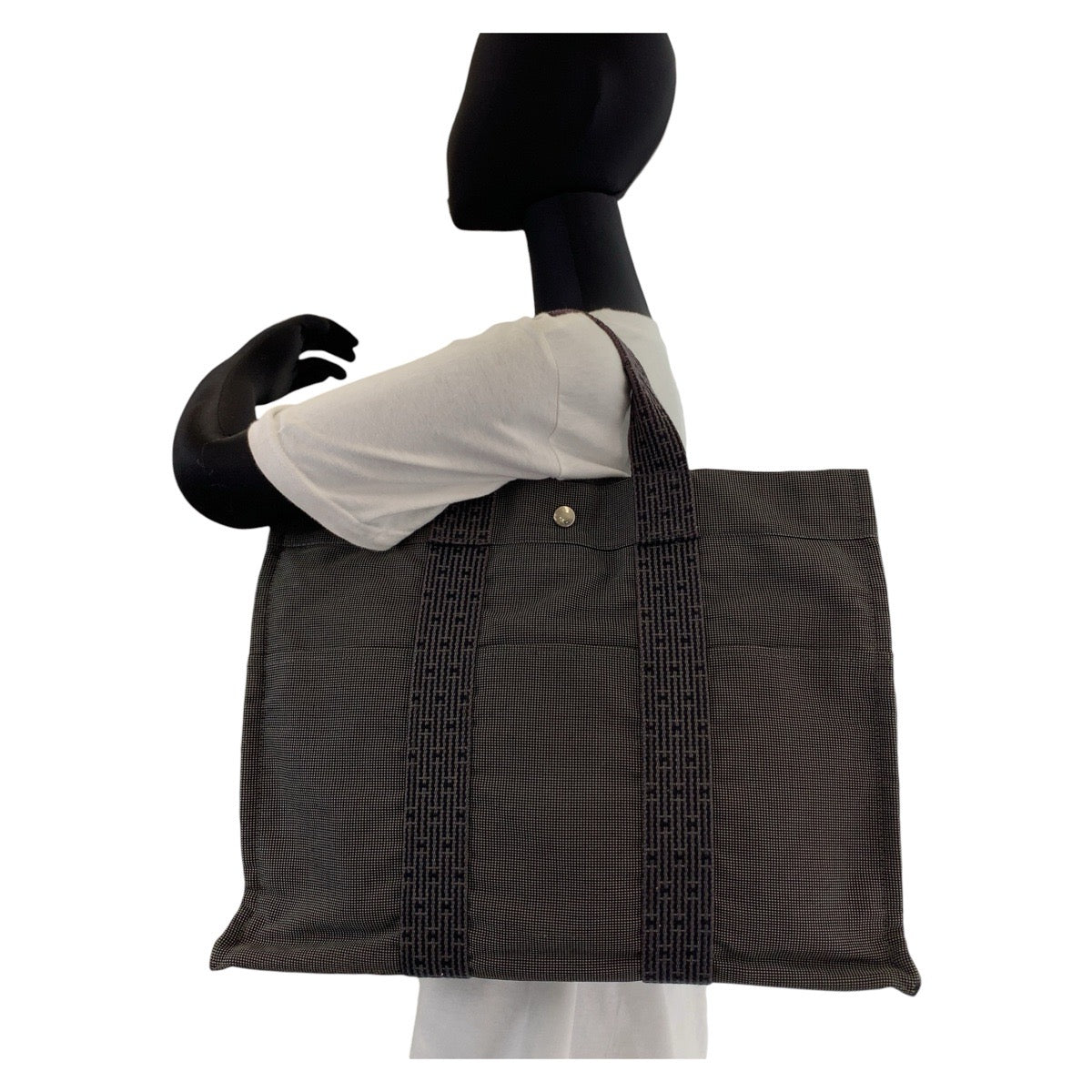 13005
HERMES エルメス エールライントートMM グレー シルバー金具 キャンバス トートバッグ ビジネスバッグ 男女兼用 メンズ