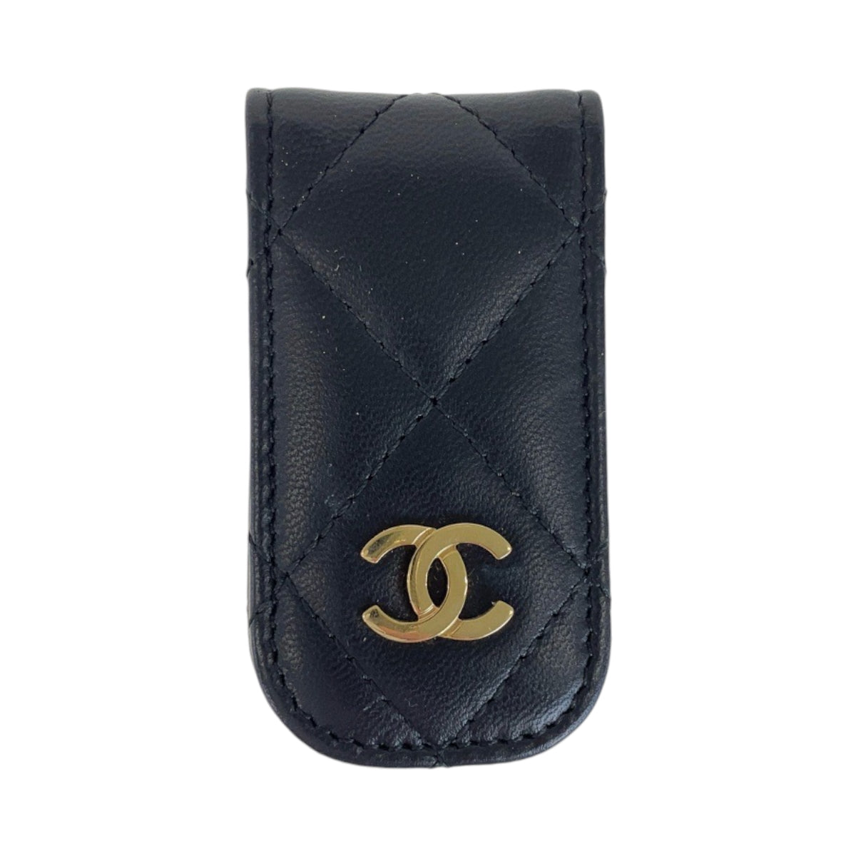 CHANEL シャネル マトラッセ ココマーク ブラック 黒 ゴールド金具 ラムスキン マネークリップ レディース