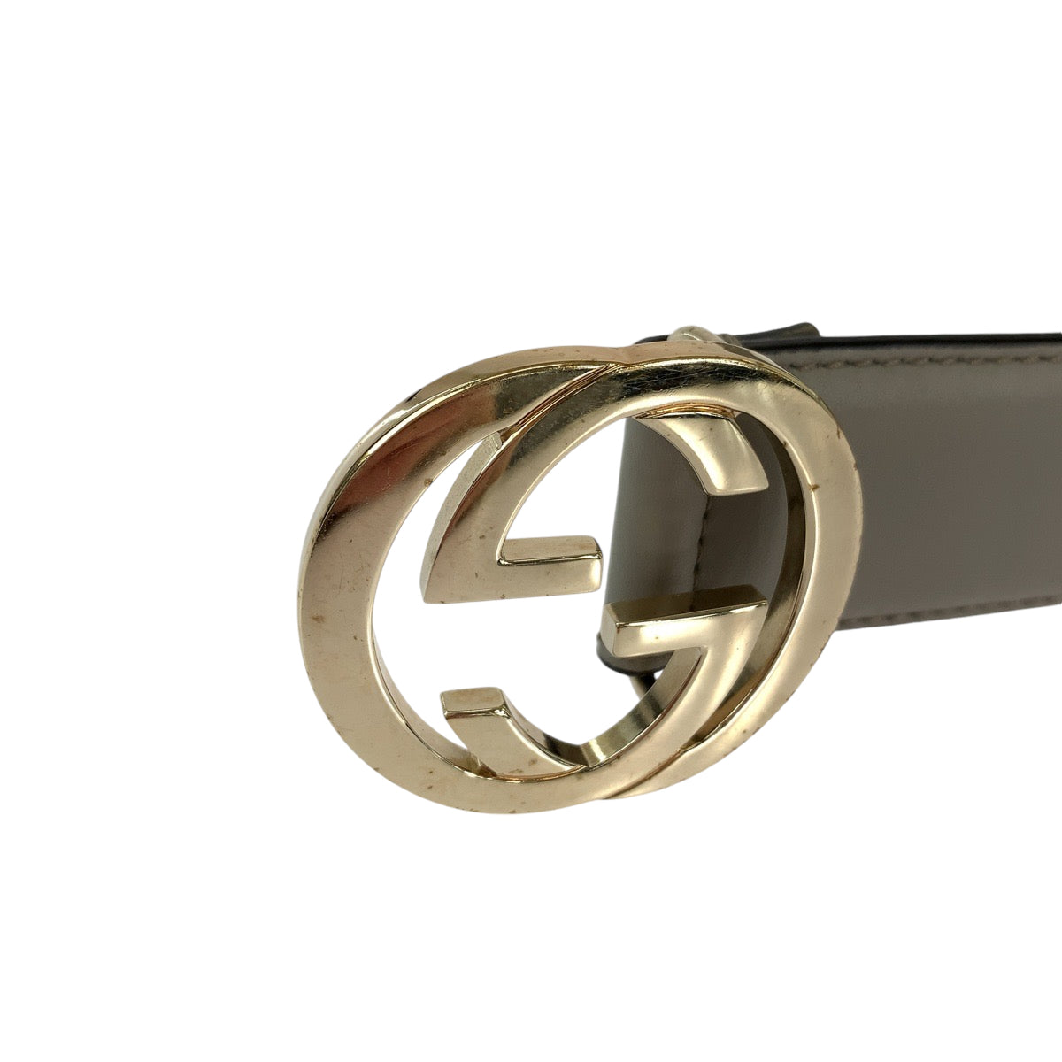 13007
GUCCI グッチ インターロッキング 80cm/32inc グレージュ ゴールド金具 レザー 546386 ベルト メンズ