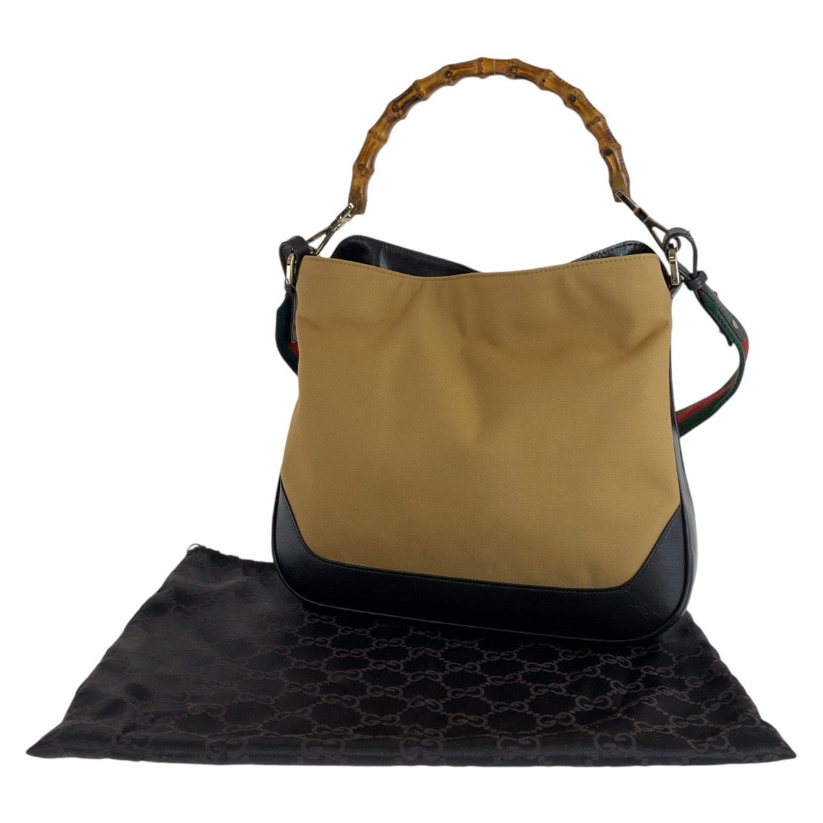 13011
GUCCI グッチ シェリーライン バンブー ベージュ ゴールド金具 キャンバス / レザー 1.4095 ホーボー ショルダーバッグ ハンドバッグ レディース