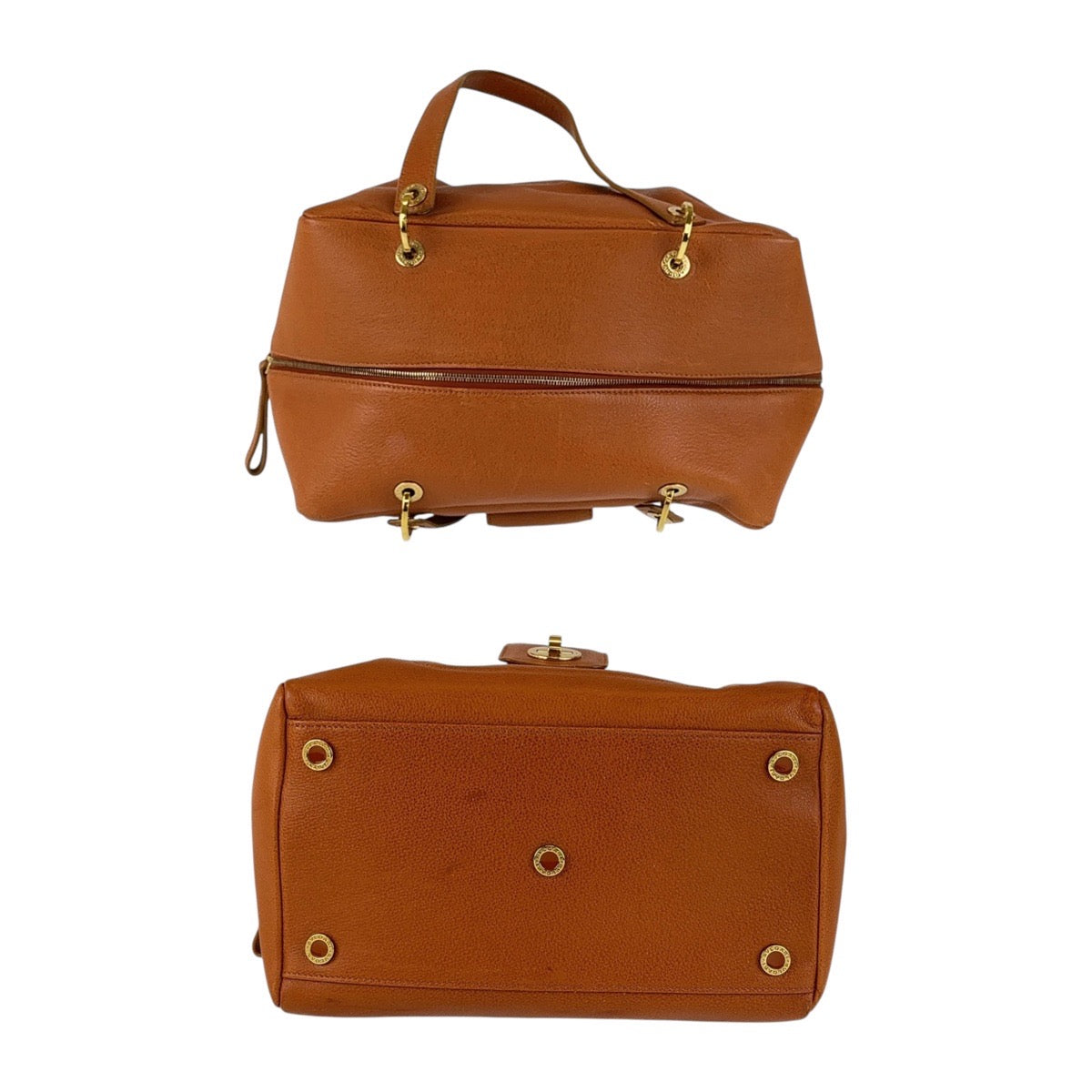 18026
BVLGARI ブルガリ ブルガリブルガリ ターンロック ブラウン ゴールド金具 レザー ハンドバッグ ボストンバッグ レディース ABP40