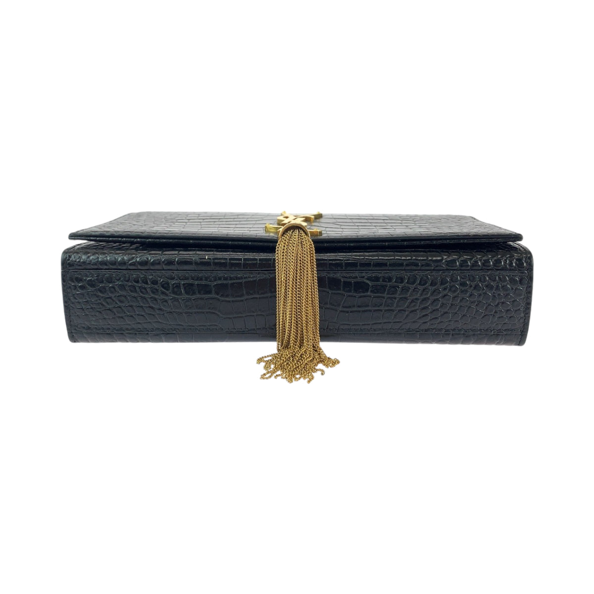 11890
SAINT LAURENT PARIS サンローランパリ ケイト YSL タッセル 型押し ブラック 黒 ゴールド金具 レザー チェーンショルダーバッグ 斜め掛け レディース