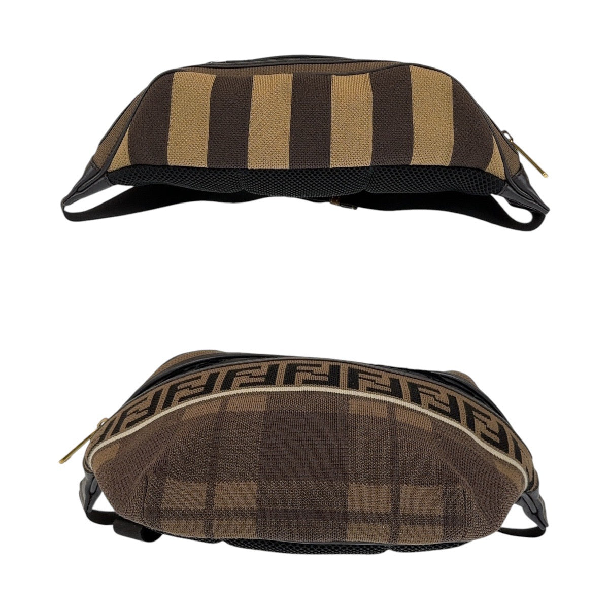 12838
FENDI フェンディ ズッカ柄 ブラウン ゴールド金具 キャンバス 7VA434 A4BI 189 8465 ボディバッグ ウエストバッグ バムバッグ メンズ