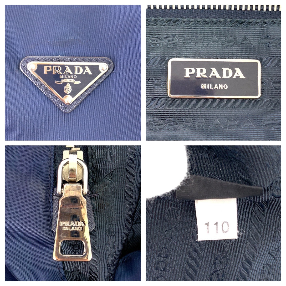 11865
PRADA プラダ テスート ロボット パッチワーク ビジュー 三角ロゴプレート ネイビー シルバー金具 ナイロン トートバッグ ショルダーバッグ レディース