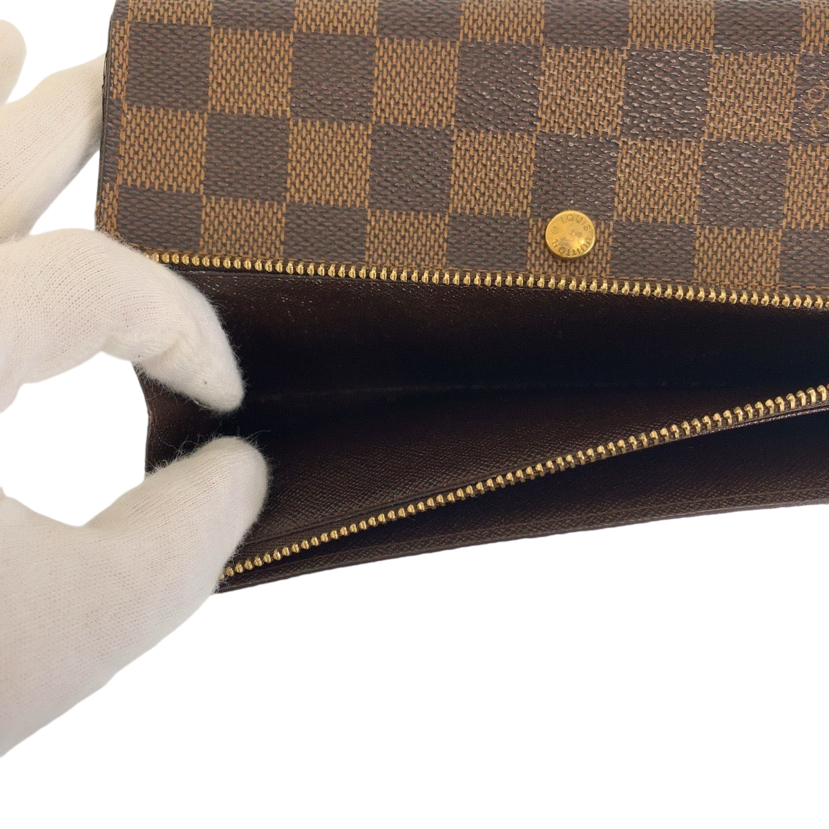 111862
LOUIS VUITTON ルイヴィトン ヴィンテージ ダミエ ポルトモネ クレディ ブラウン ゴールド金具 PVC N61725 長財布 ロングウォレット 男女兼用 レディース