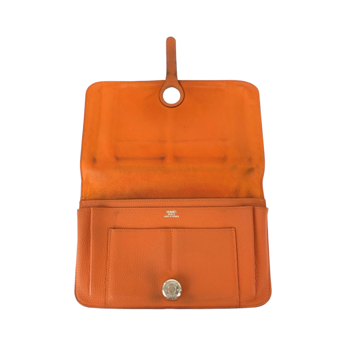 112805
HERMES エルメス ドゴンGM オレンジ シルバー金具 トゴ 長財布 ロングウォレット R刻印 レディース