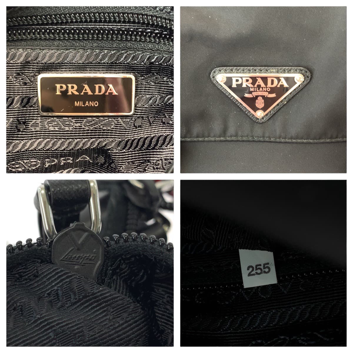 PRADA Tessuto Triangle Logo Plate Studs Black Red Silver Hardware Nylon 1BE020 Shoulder Bag Messenger Bag Women's