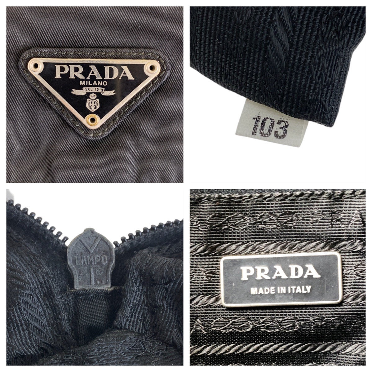 13083
PRADA プラダ テスート 三角ロゴプレート 男女兼用 ブラック 黒 シルバー金具 ナイロン / レザー 斜め掛け ショルダーバッグ ポシェット メンズ
