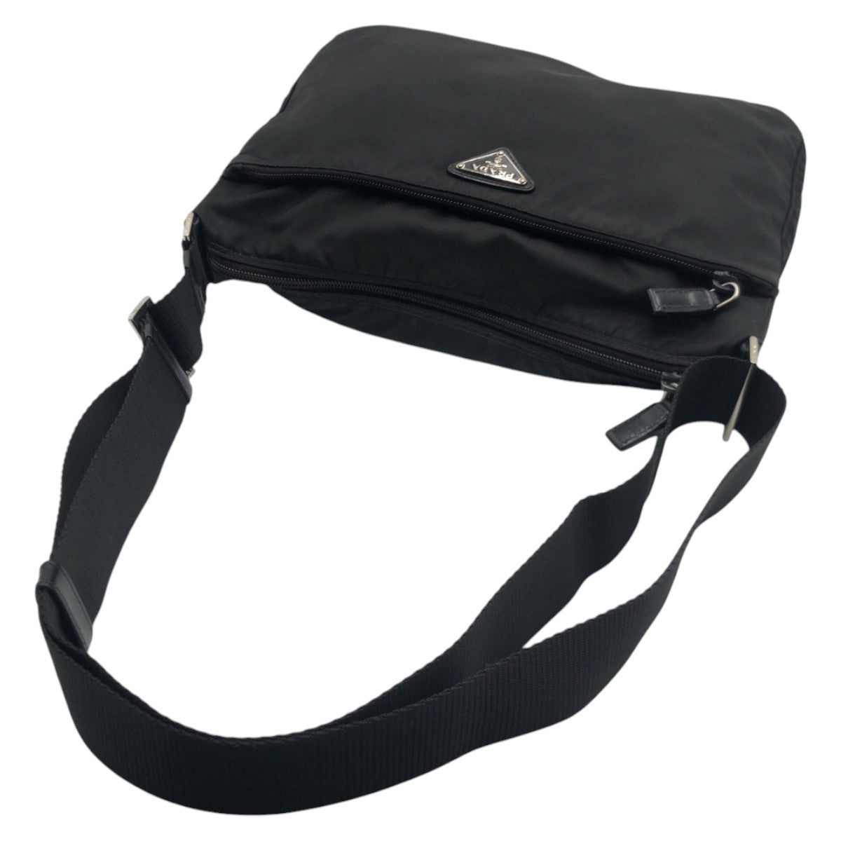PRADA Tessuto Triangle Logo Plate Black Silver Hardware Nylon BT0421 Shoulder Bag Messenger Bag Men's