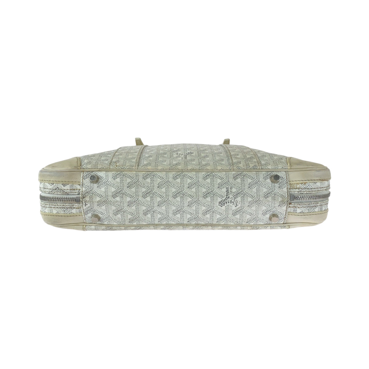 13099
GOYARD ゴヤール アンバサードPM ホワイト グレー シルバー金具 レザー ビジネスバッグ ハンドバッグ レディース AB85